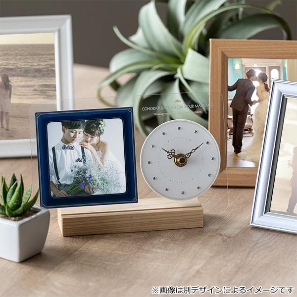 ノア精密 フォトフレーム 時計 結婚祝い プレゼント アイボリー