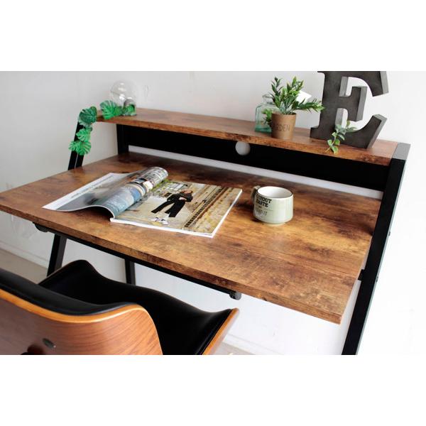 東馬（Tohma） デスク 幅96cm ラック付き スチール脚 木目調 コード穴