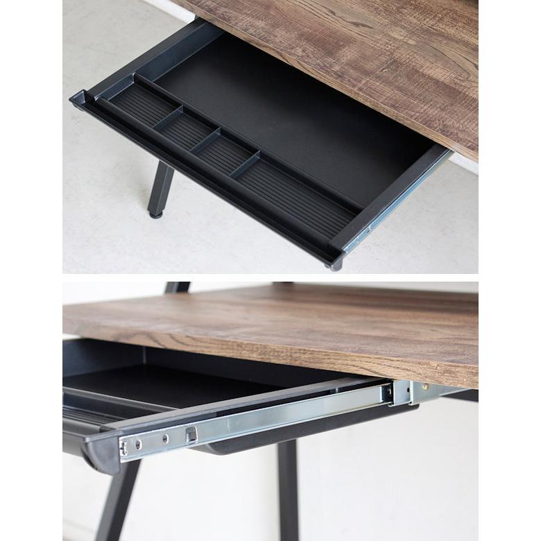 東馬（Tohma） デスク 幅96cm ラック付き スチール脚 木目調 コード穴