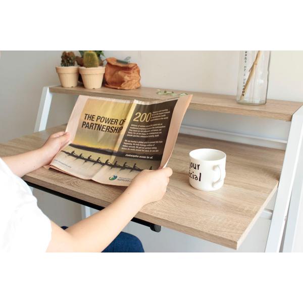 東馬（Tohma） デスク 幅96cm ラック付き スチール脚 木目調 コード穴