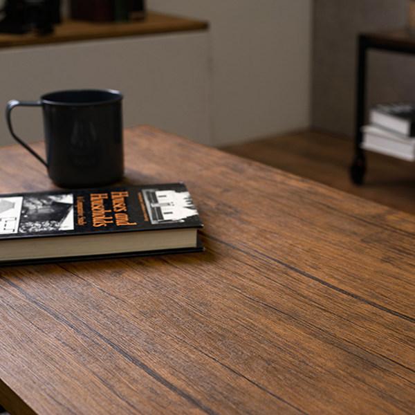 HAGiHARA（萩原） センターテーブル 幅90cm 奥行50cm 木目調 スチール