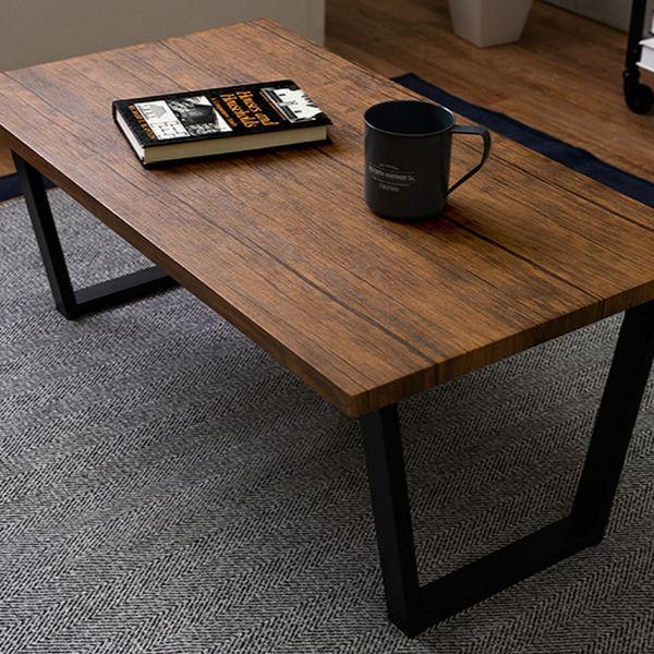 茶色の木製座卓 約90cm x 90cm HAGiHARA（萩原） センターテーブル 幅90cm 奥行50cm 木目調 スチール