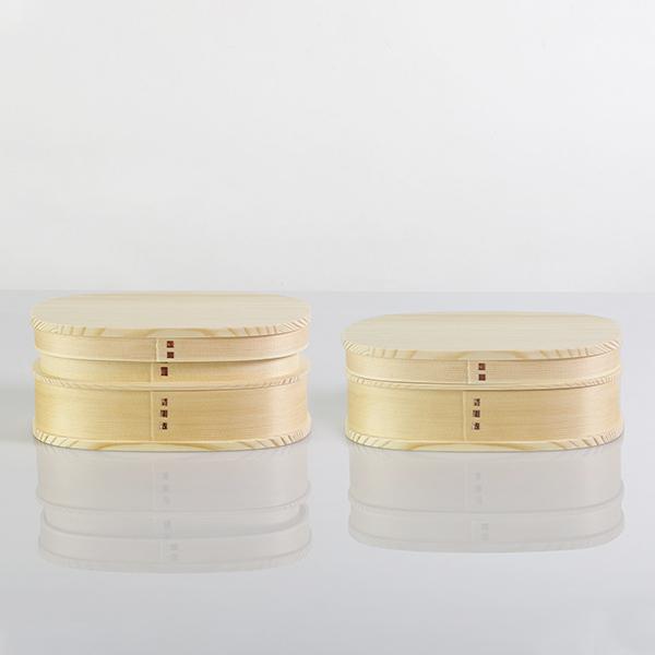 弁当箱 曲げわっぱ 2段 770ml 小判型 （ 木製 ランチボックス 二段