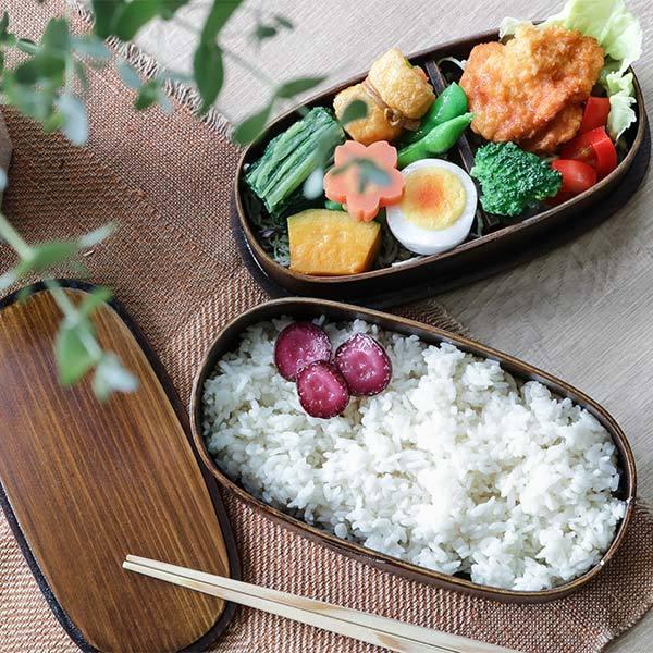 弁当箱 曲げわっぱ 2段 1000ml 小判型 入れ子 （ 木製 ランチボックス