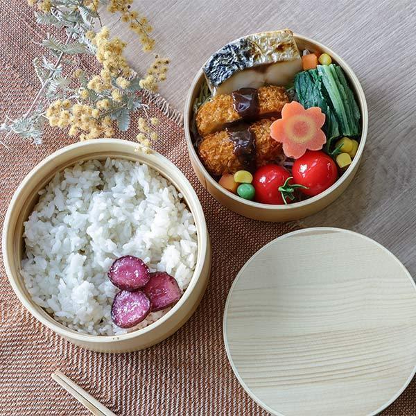 弁当箱 曲げわっぱ 2段 700ml おひつ風 （ 木製 ランチボックス 二段