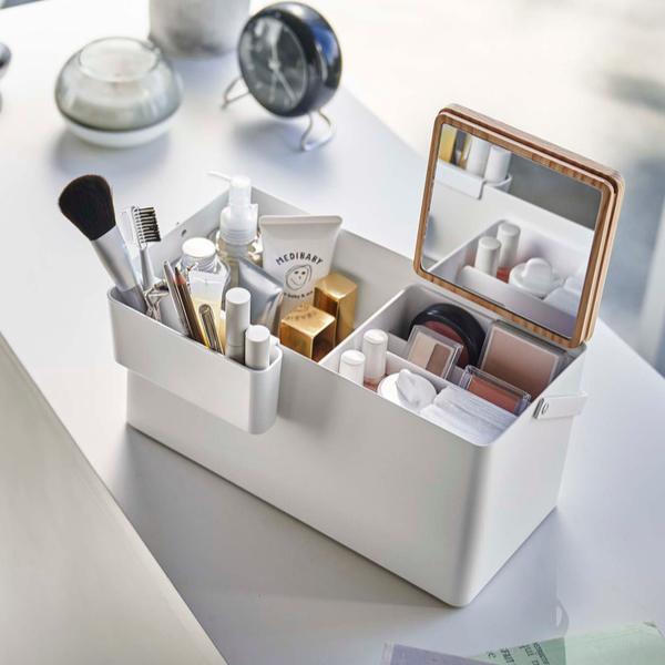 特典付き 山崎実業 tower メイクボックス タワー （ 4903208054539 タワーシリーズ コスメボックス 収納 持ち運び 鏡付き コスメケース スリム コンパクト ）