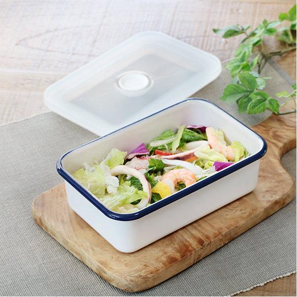 保存容器 ホーロー 760ml 浅型M 抗菌琺瑯 角型 （ ホーロー容器 琺瑯