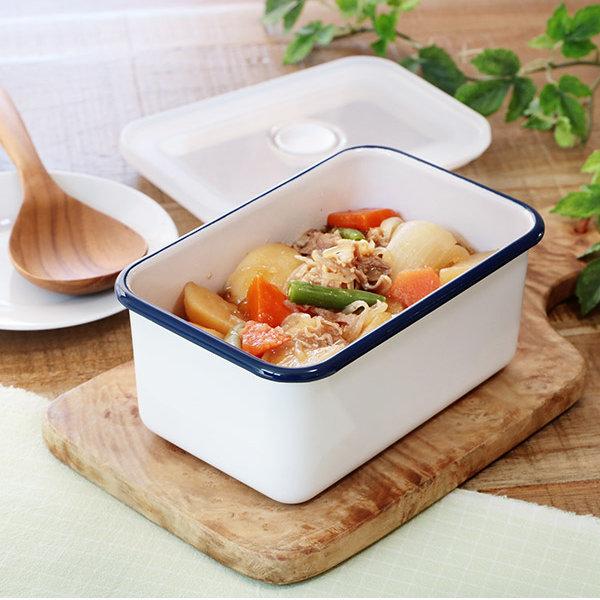 保存容器 ホーロー 1.1L 深型M 抗菌琺瑯 角型 （ ホーロー容器 琺瑯