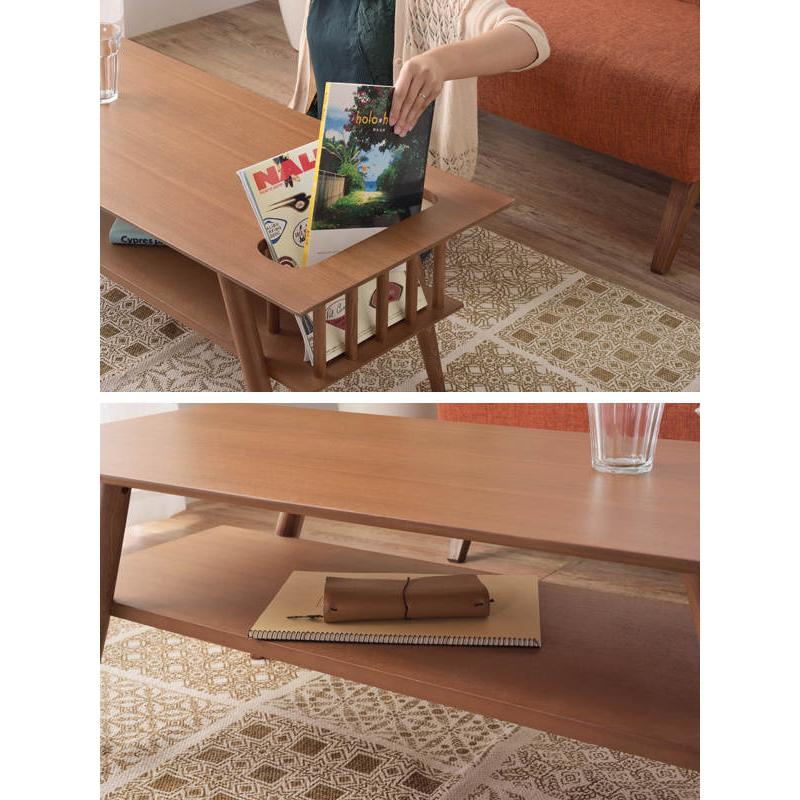 マガジンラック付き コーヒーテーブル ソファテーブル 高め リビング