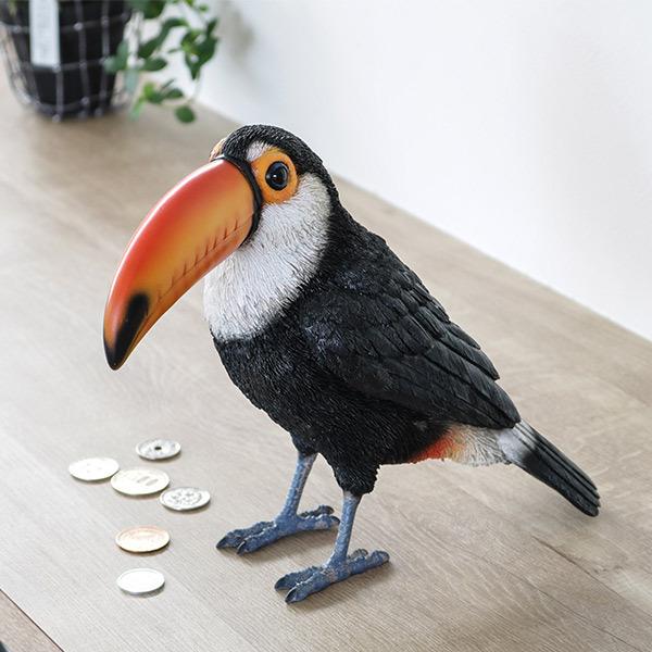 トゥカン鳥の置物(オオハシ) 貯金箱 オニオオハシ トーカン リアル オブジェ 置物 インテリア