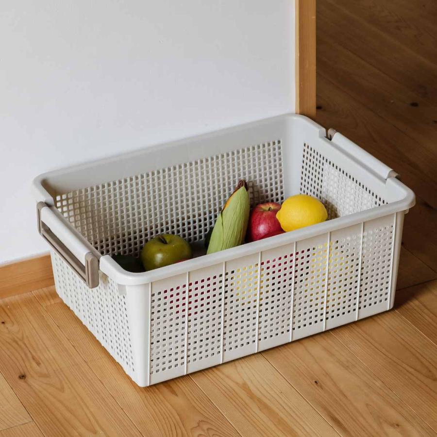 バスケット L 幅37.6×奥行54×高さ21cm スタッキング 4個セット （ 収納