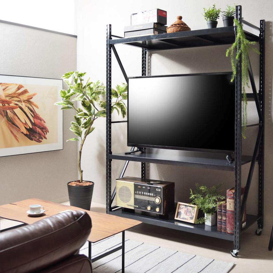 東谷 スチールラック 4段 深型 キャスター付 ボルトレス RALD 幅129cm