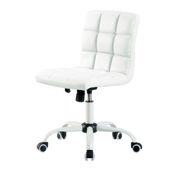 ホワイト ハイバックチェア キャスター付き オフィスチェア ランバーサポート付 ロッキング ヘッドレスト