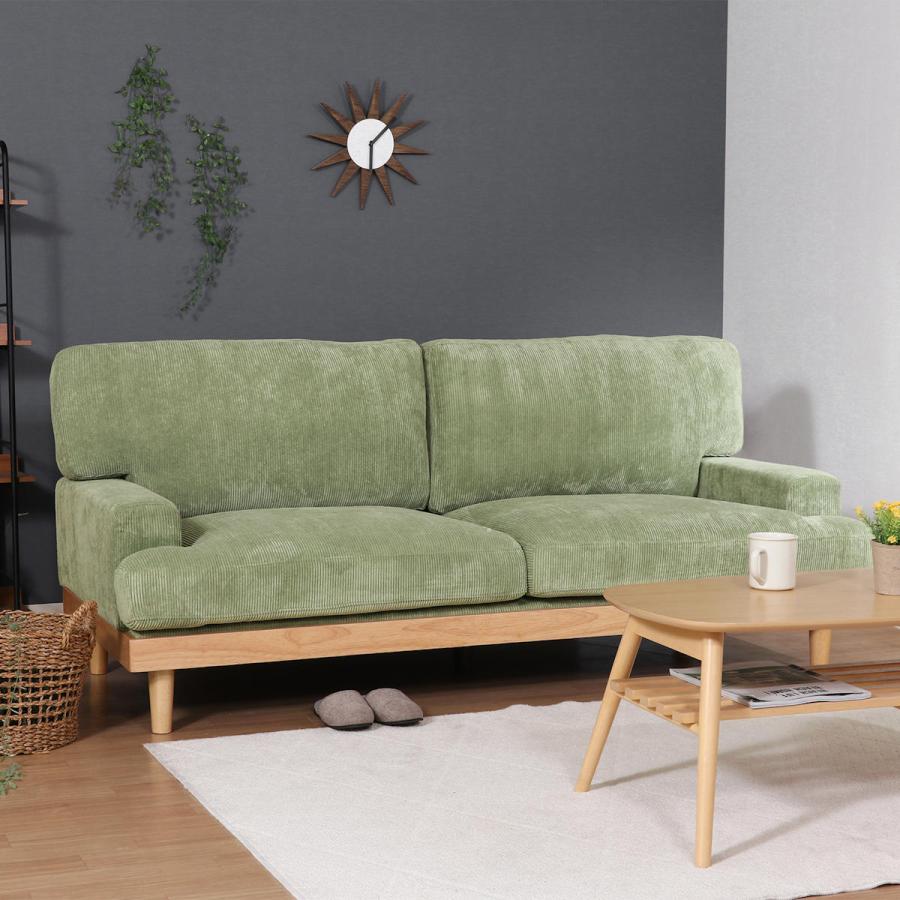 【北欧 コーデュロイ】三人掛けソファー　木製　オシャレ　肘あり　ファブリック 不二貿易（Fuji Boeki） ソファ 三人掛け 幅188cm コーデュロイ