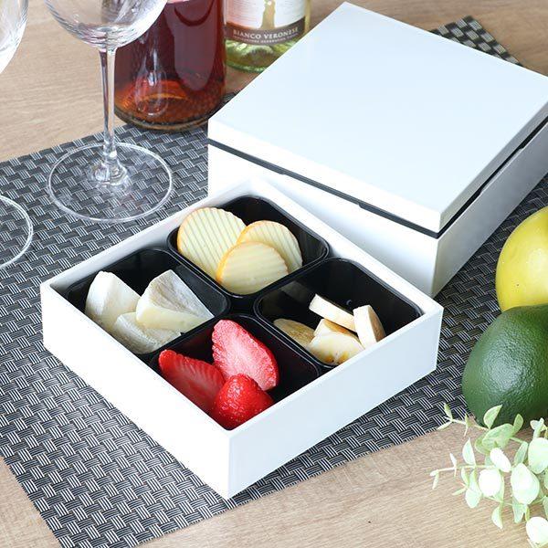 HAKOYA 弁当箱 重箱 3段 2100ml 2人 3人用 15cm 角 三段重 ホワイト