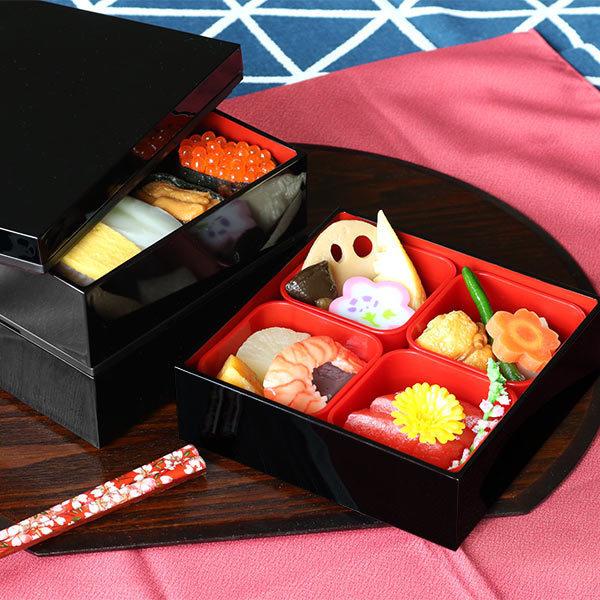 HAKOYA 弁当箱 重箱 3段 2100ml 2人 3人用 15cm 角 三段重 黒内朱