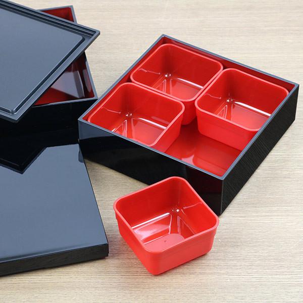 HAKOYA 弁当箱 重箱 3段 2100ml 2人 3人用 15cm 角 三段重 黒内朱