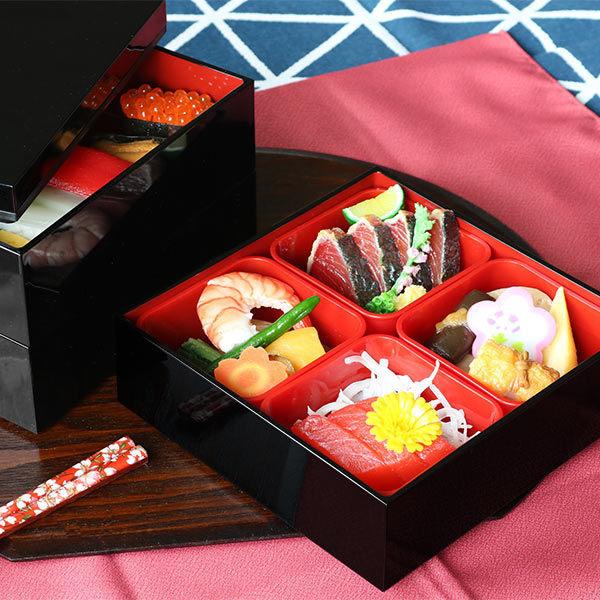 HAKOYA 弁当箱 重箱 3段 3900ml 4人 5人用 18cm 角 三段重 黒内朱