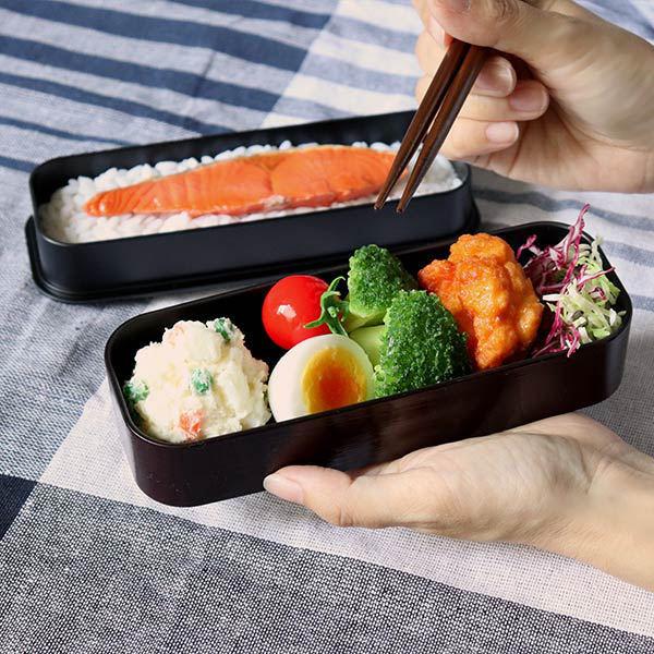 HAKOYA お弁当箱 2段 510ml 千筋 スリム 溜 （ 弁当箱 ランチボックス