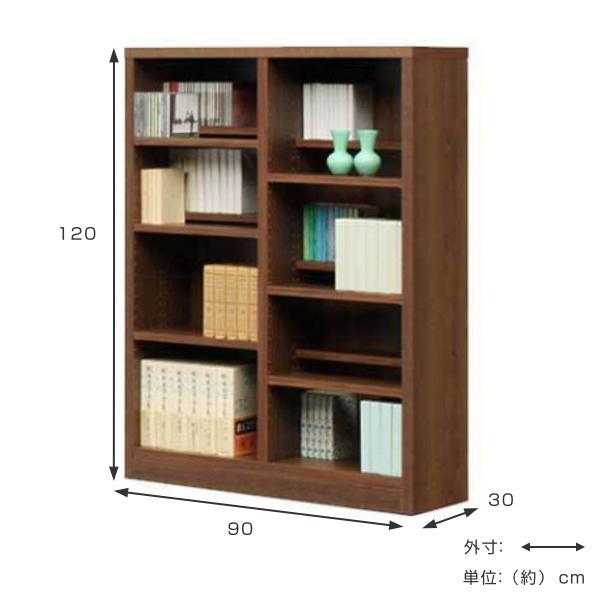木製本棚 本棚 木製 コミックシェルフ 前後分割可動棚 日本製 幅90cm 高さ120cm