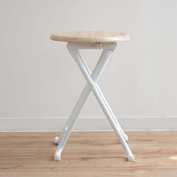 永井興産 折りたたみ スツール 座面高45cm チェア 木目調 丸