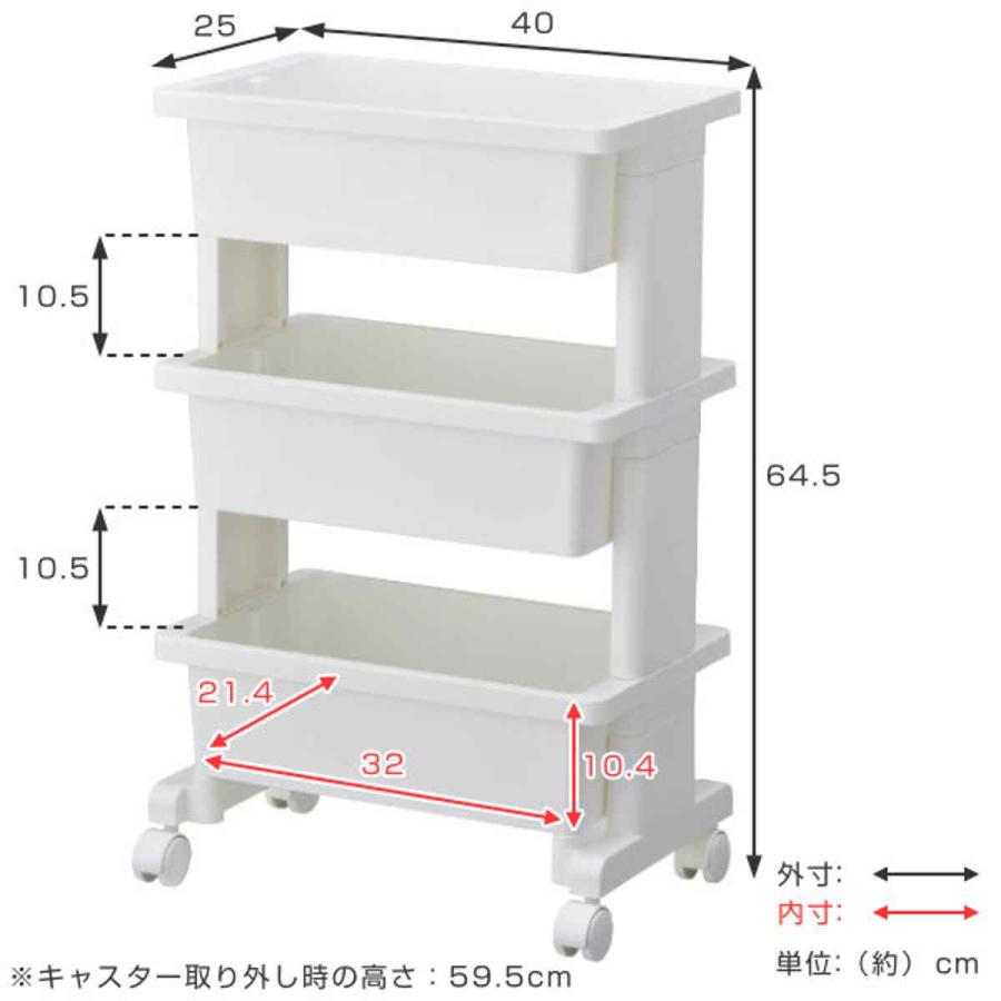 JEJアステージ キッチンワゴン モバイルワゴン ミニ 3段 lise （ リセ
