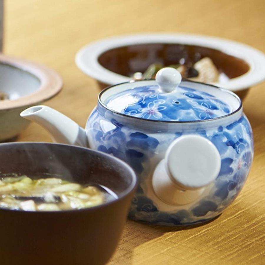急須 370ml ダミ小花 茶こし付き ティーポット 陶器製 （ 横手型急須