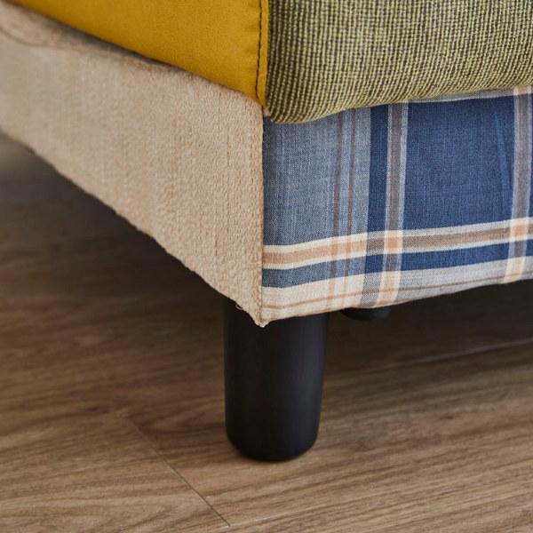 【極希少】カラフル パッチワーク 収納付きスツール オットマン 2人掛け ロング カラフル パッチワーク 収納付きスツール オットマン 2人掛け ロング