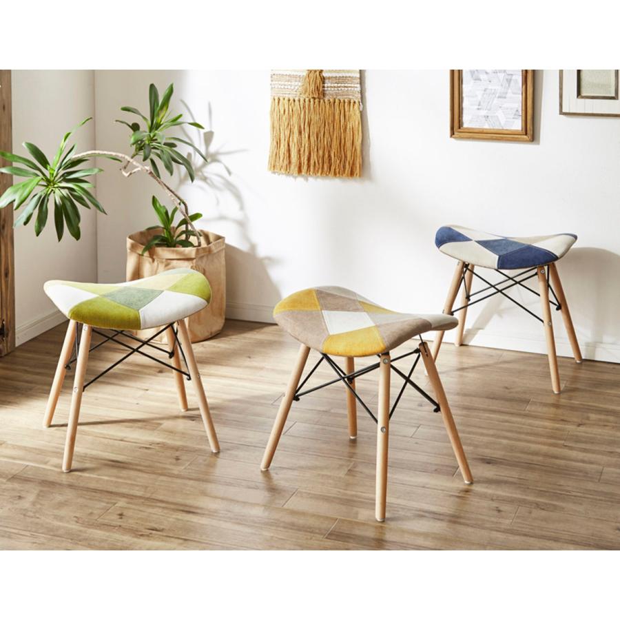 スツール 高さ45cm パッチワーク 木製 （ チェア イス 椅子 チェアー