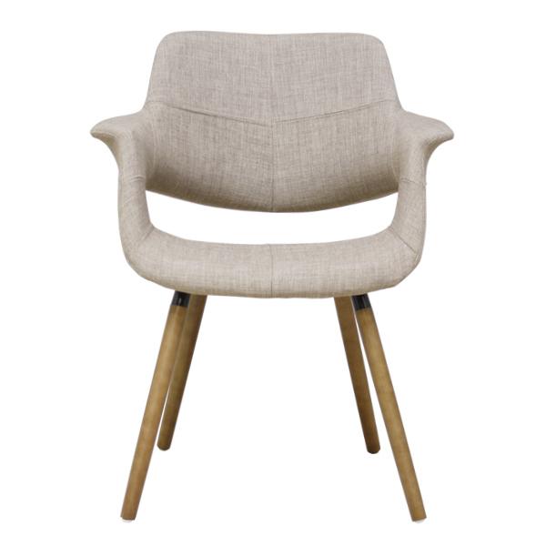 チェア 座面高45cm レザー調 ファブリック 木製 肘掛け （ 天然木