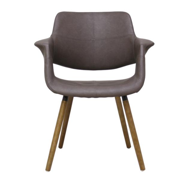 モダンな木製ダイニングチェア ダイニングチェア 座面高45cm 木製 天然木 ファブリック レザー調 肘掛