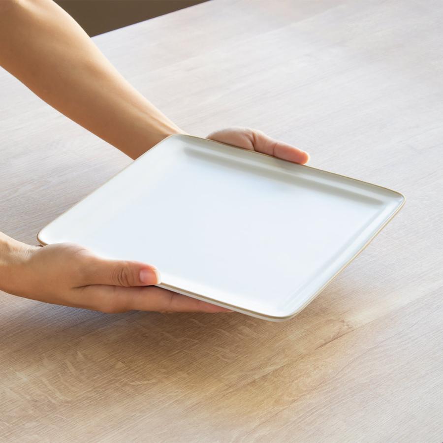 プレート 23cm スクエアプレート エッジライン 陶器 （ 食洗機対応