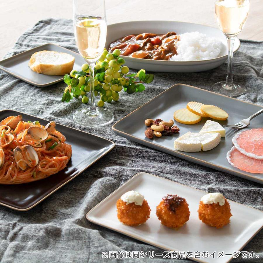 カレー皿 27cm オーバル エッジライン 陶器 （ 食洗機対応 電子レンジ