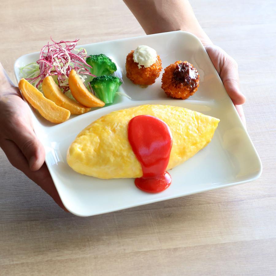 ランチプレート 23cm 軽量 スクエア 磁器 （ 食洗機対応 電子レンジ