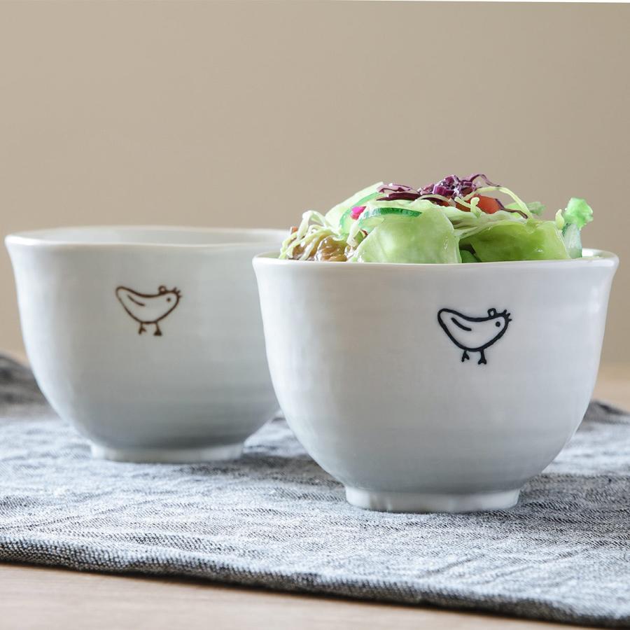 丼ぶり 13cm 小丼 トリのお散歩 磁器 美濃焼 日本製 （ 食洗機対応