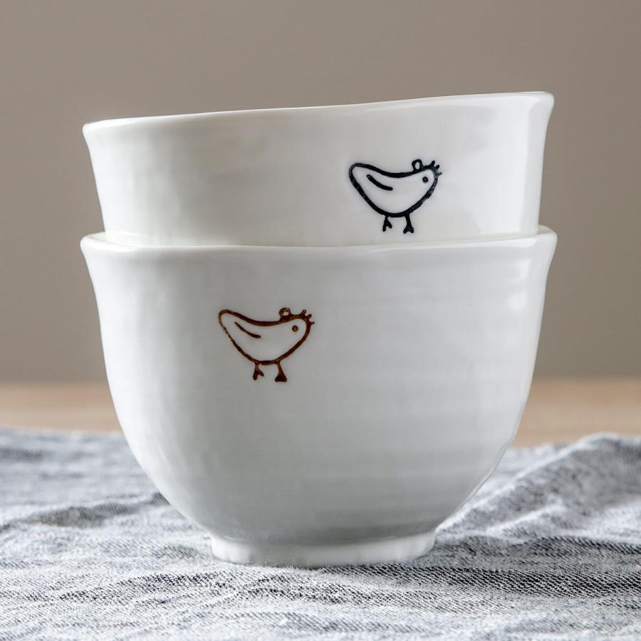 丼ぶり 13cm 小丼 トリのお散歩 磁器 美濃焼 日本製 （ 食洗機対応