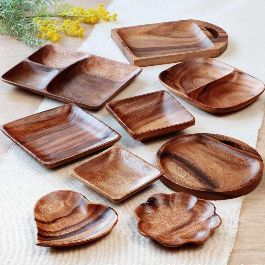 プレート 12.5cm S スクエア アカシア製 食洗機対応 4枚セット （ 食器  