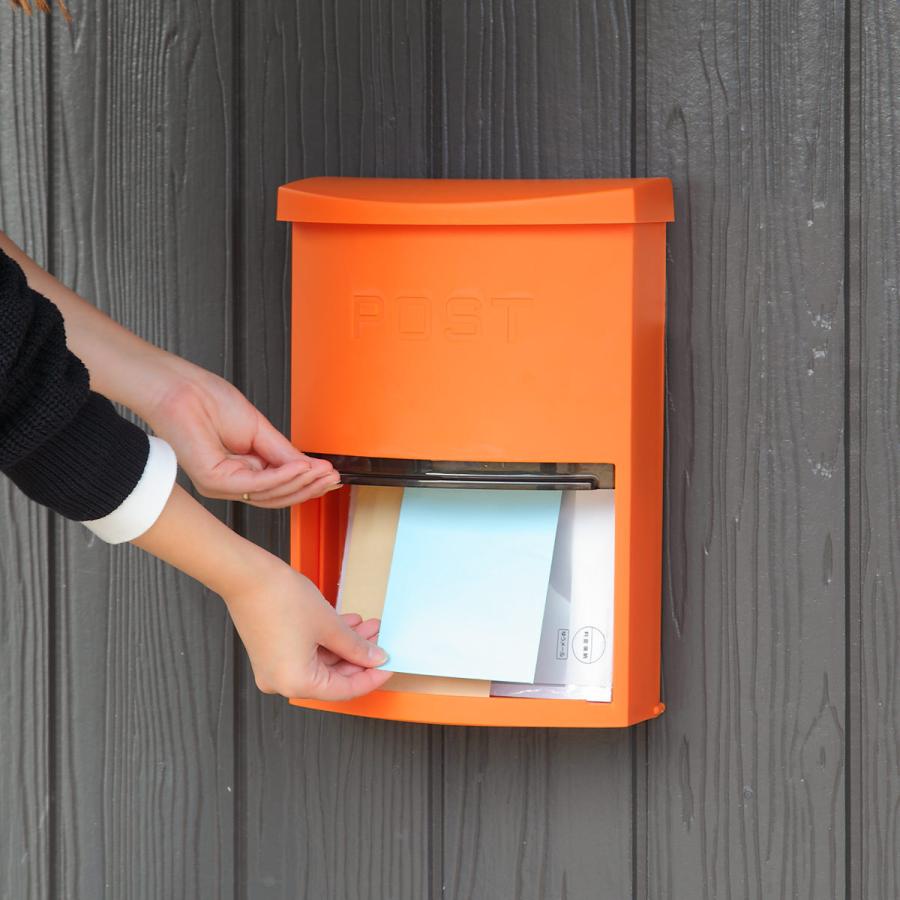 特価 郵便ポスト 壁掛け かるプラポスト ワイドタイプ オレンジ （ 壁