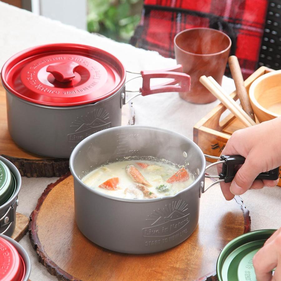 アルミ鍋 フタ付 16cm LIVE IN NATURE （ アウトドア 調理器具 フタ