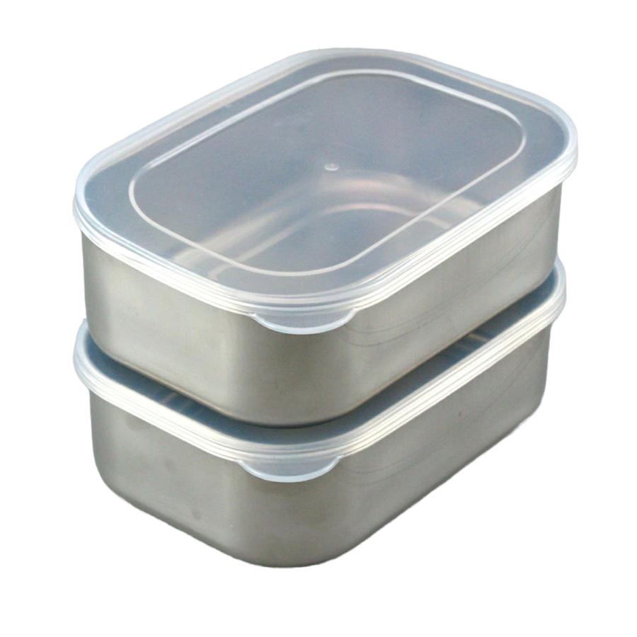 下村企販 保存容器 650ml ステンレスふた付保存容器 深型 2個組