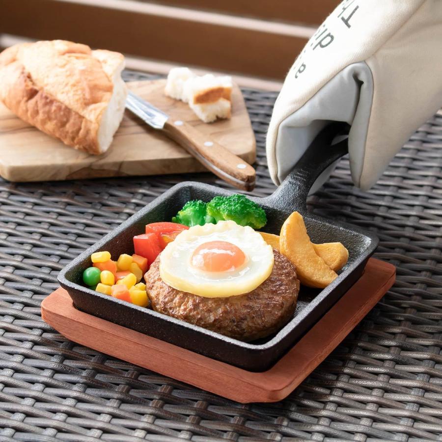 スキレット 13x13cm 角型 スプラウト 鉄鋳物 木製プレート付き （ ガス