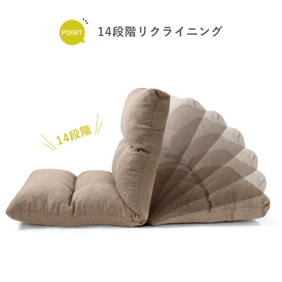 座椅子 幅47cm リクライニング 14段階 高反発 ウレタン ファブリック