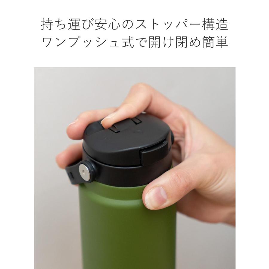 ワンタッチオープン ブラック 水筒*6 カクセー NEW ワンタッチボトル 500ml (真空二重構造) ブラック ON-50K