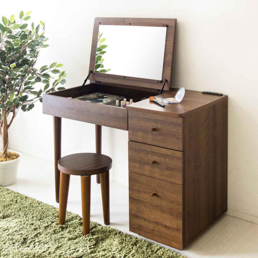 木製ドレッサー・鏡台(5/23 18:00までの出品です) 宮武製作所 デスクドレッサー 幅90cm ミラー コスメ収納