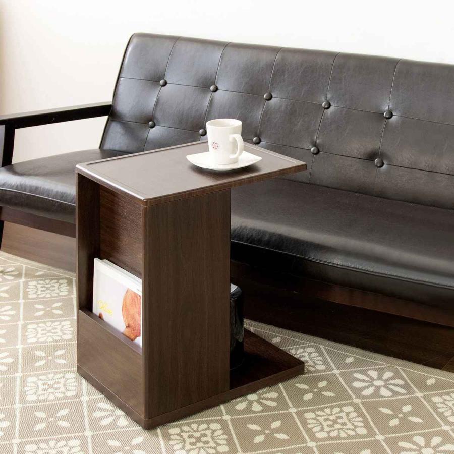 宮武製作所 サイドテーブル 高さ55cm 木目調 コンセント付き ラック