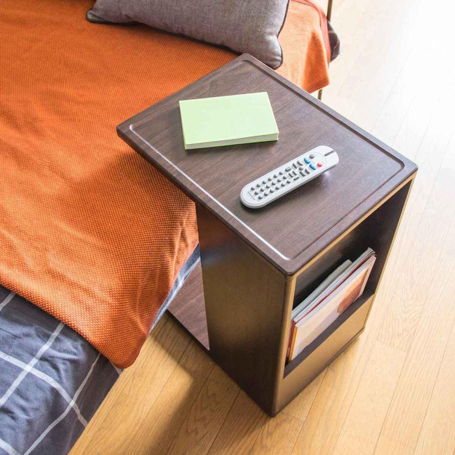 宮武製作所 サイドテーブル 高さ55cm 木目調 コンセント付き ラック