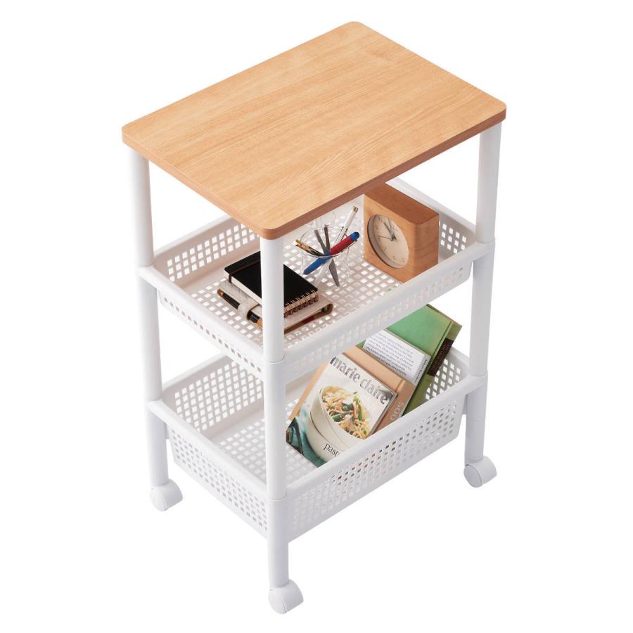 天馬 ウッドトップワゴン ワイド3段 （ ワゴン キャスター付き 3段