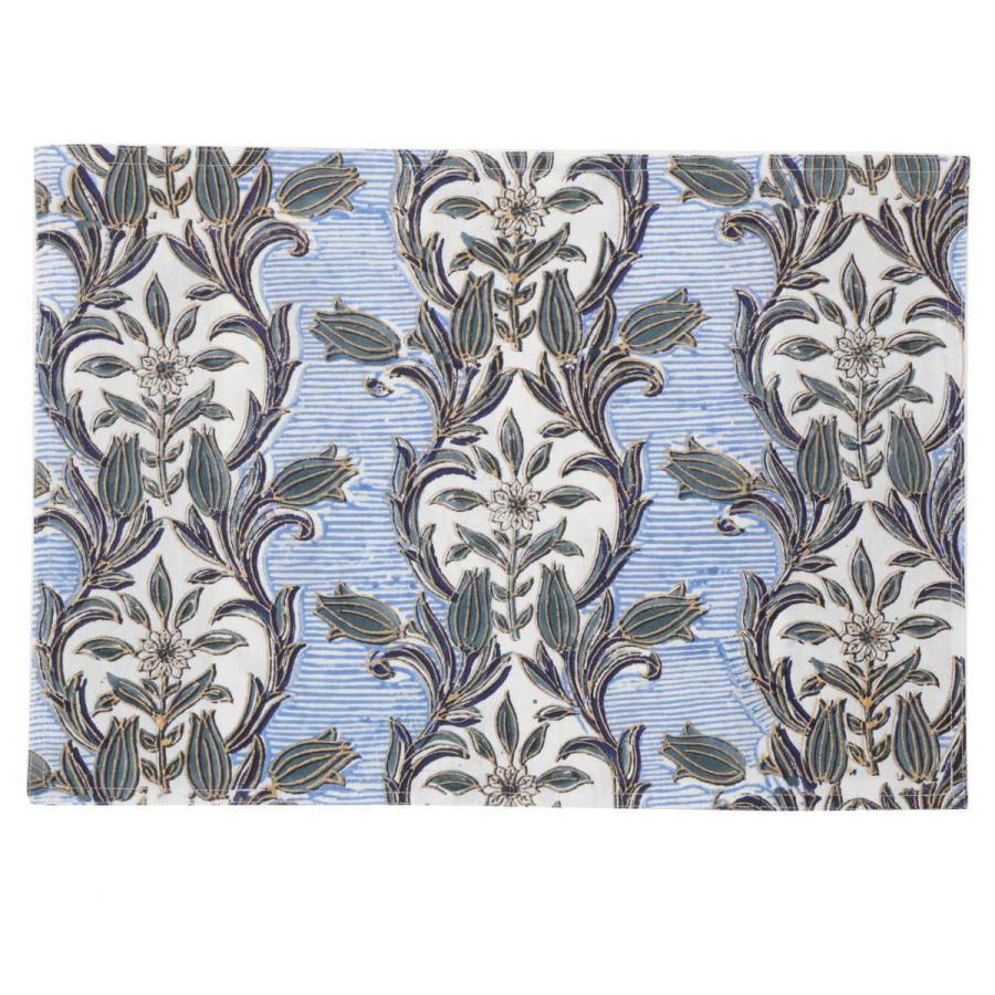 ランチョンマット ランチョンマット 45×32cm ブロックプリント 綿100％ （ ランチマット