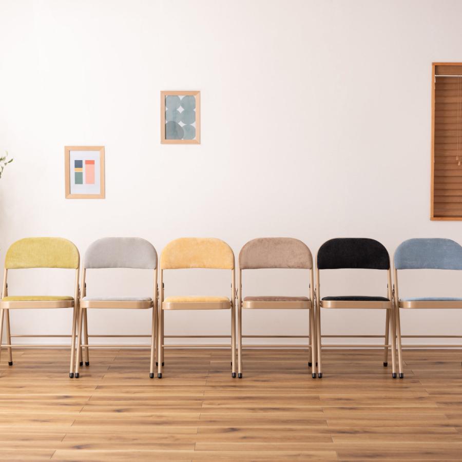 東谷 折りたたみ椅子 座面高48cm ファブリック ベロア調 パイプ椅子