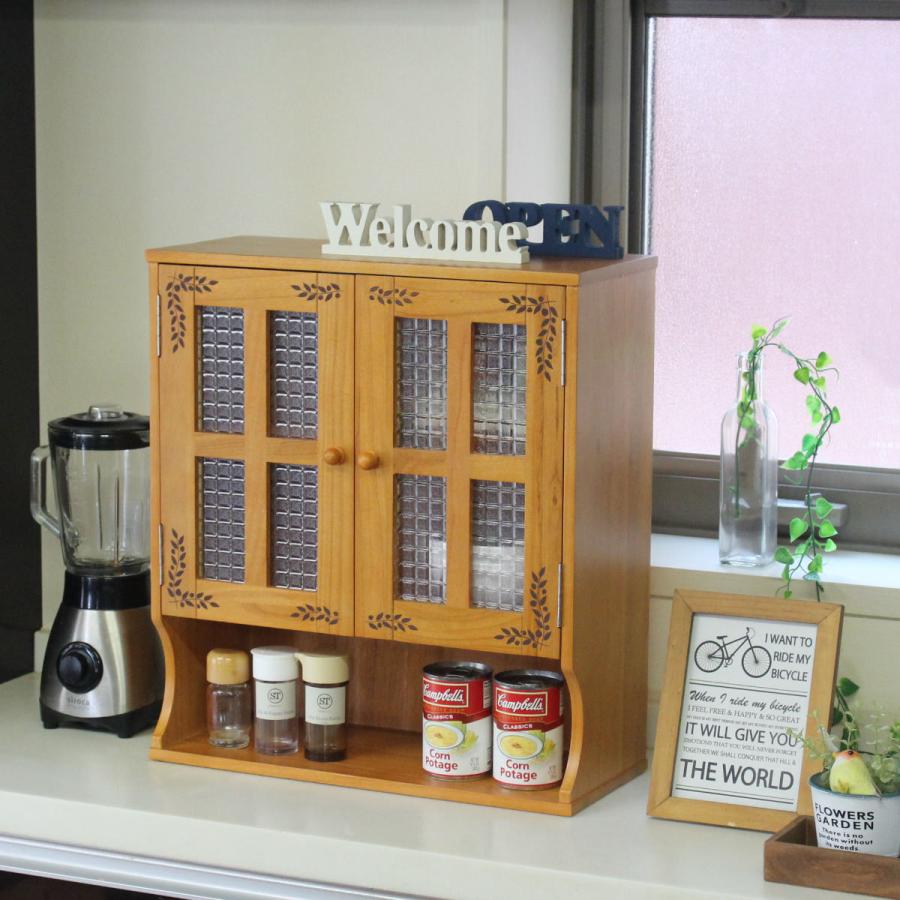 OSMAC 調味料ラック カウンター上調味料ラック 幅45cm リーフ柄 木製